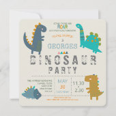 Dinosaurus schattige moderne verjaardagsfeestje kaart (Voorkant)