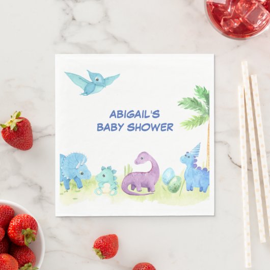 Dinosaurus Schattigee Waterverf Baby shower Partij Servet (Insitu)