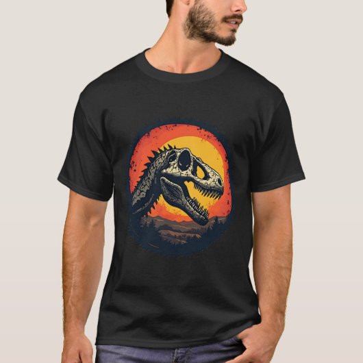 Dinosaurus Schedel Zonsondergang T-Shirt (Voorkant)