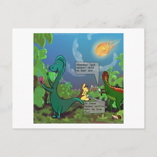 Dinosaurus Selfie Grappige Strip Briefkaart (Voorkant)