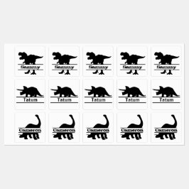 Dinosaurus Silhouet Namen Labels