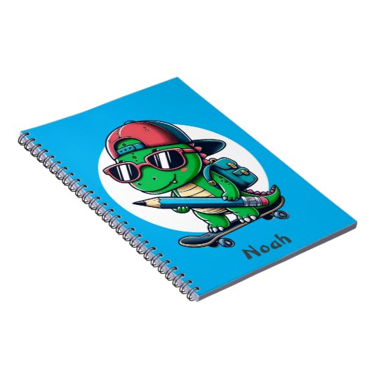Dinosaurus Skateboard Notitieboek voor Kinderen (Rechterzijde)