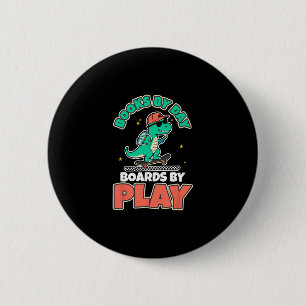 Dinosaurus Skateboarden Boeken Dino Speel Pret Act Ronde Button 5,7 Cm