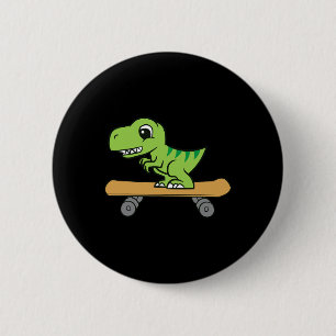 Dinosaurus Skateboarden Schattige Skateboard Dinos Ronde Button 5,7 Cm