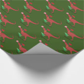Dinosaurus Skater Kerstman Hoed Cadeaupapier (Hoek)