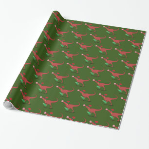 Dinosaurus Skater Kerstman Hoed Cadeaupapier