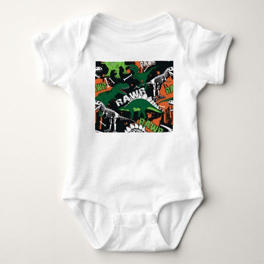 Dinosaurus skelet, grunge naadloos patroon. romper (Voorkant)
