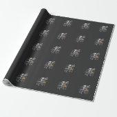 Dinosaurus Skelet Halloween Pompoen Begraafplaats Cadeaupapier (Uitgerold)