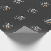 Dinosaurus Skelet Halloween Pompoen Begraafplaats Cadeaupapier (Hoek)
