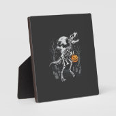 Dinosaurus Skelet Halloween Pompoen Begraafplaats  Fotoplaat (Voorkant)