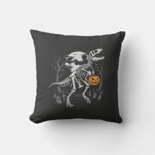 Dinosaurus Skelet Halloween Pompoen Begraafplaats Kussen