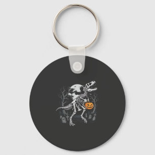 Dinosaurus Skelet Halloween Pompoen Begraafplaats Sleutelhanger