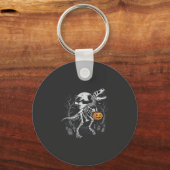 Dinosaurus Skelet Halloween Pompoen Begraafplaats Sleutelhanger (Voorkant)