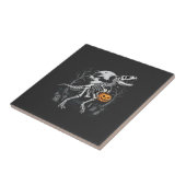 Dinosaurus Skelet Halloween Pompoen Begraafplaats Tegeltje (Zijkant)