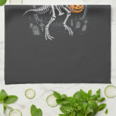 Dinosaurus Skelet Halloween Pompoen Begraafplaats Theedoek (Gevouwen)