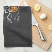 Dinosaurus Skelet Halloween Pompoen Begraafplaats Theedoek (Quarter Fold)