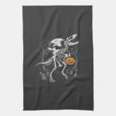 Dinosaurus Skelet Halloween Pompoen Begraafplaats Theedoek (Verticaal)