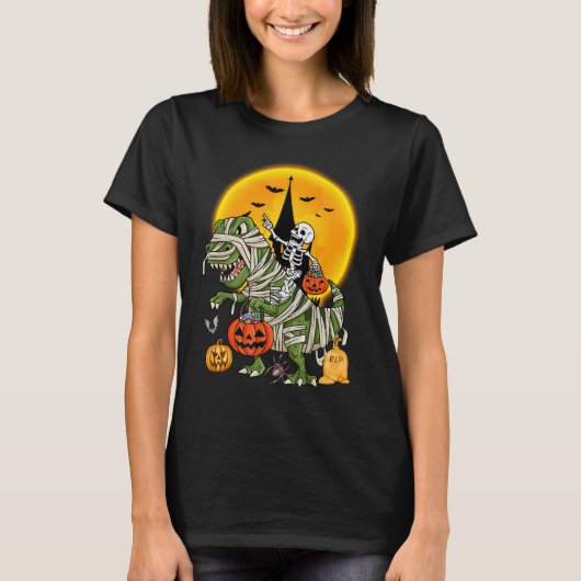 dinosaurus skelet halloween t-shirt (Voorkant)