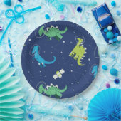 Dinosaurus Space dino kinder Pattern Gift Cute Sum Papieren Bordje (Feest)