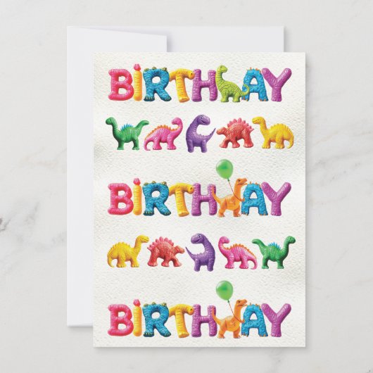 Dinosaurus Speelgoed verjaardagsfeest Kaart (Achterkant)