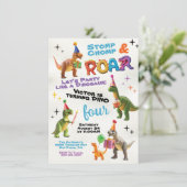 Dinosaurus Speelgoed verjaardagsfeest Kaart (Staand voorkant)