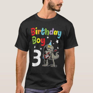 Dinosaurus speelt gitaar Happy Birthday Boy 3 jaar T-shirt