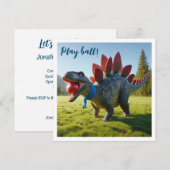 Dinosaurus spelen bal, stegosaurus verjaardag uitn kaart (Voorkant / Achterkant)
