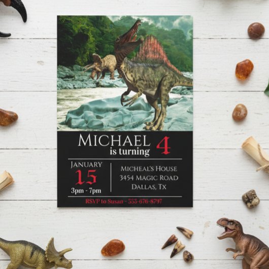 Dinosaurus Spinosaurus landschap verjaardagsfeestj Kaart
