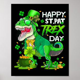 Dinosaurus St. Patrick's Dag Gelukkige St. Pat Tre Poster
