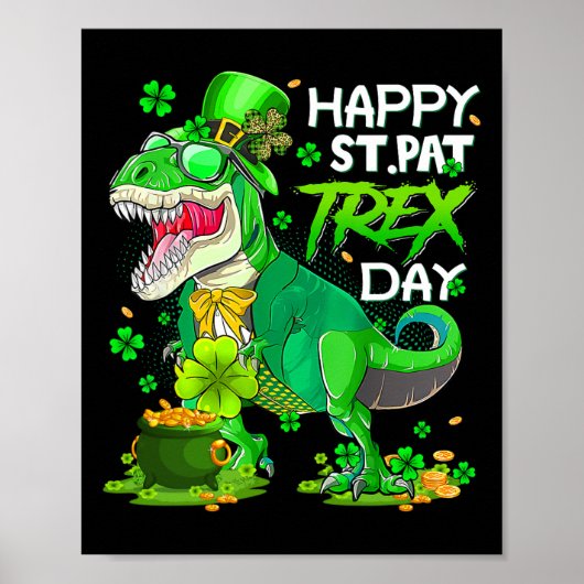 Dinosaurus St. Patrick's Dag Gelukkige St. Pat Tre Poster (Voorkant)
