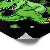 Dinosaurus St. Patrick's Day Lucky Shamrock Ierse  Poster (Hoek)