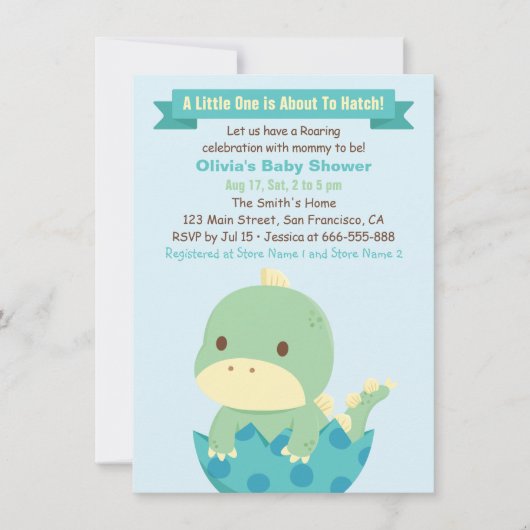 Dinosaurus staat op het punt uitnodigingen voor ba (Voorkant)