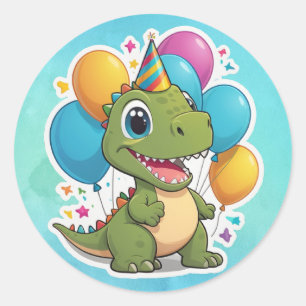 Dinosaurus sticker voor verjaardagsfeestje