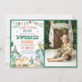 Dinosaurus Stomp Chomp en Roar T-Rex verjaardagsfo Kaart (Voorkant)