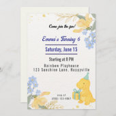 Dinosaurus Stomp Chomp Rawer Girl Verjaardagsfeest Kaart (Voorkant / Achterkant)