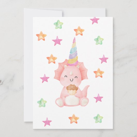 Dinosaurus Stomp Chomp Rawer Verjaardagsfeestje Me Kaart (Achterkant)