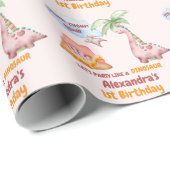 Dinosaurus Stomp Chomp Rawr 1e Verjaardag Feest Me Cadeaupapier (Rol Hoek)