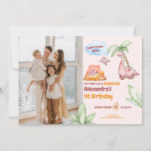 Dinosaurus Stomp Chomp Rawr 1e Verjaardag Feest Me Kaart (Voorkant)