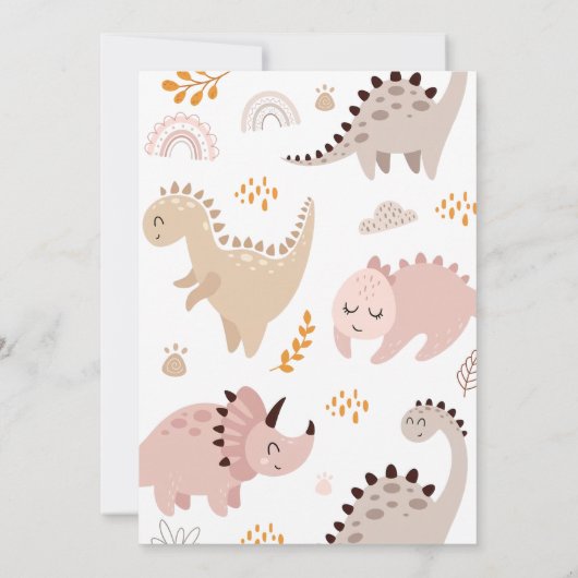 Dinosaurus Stomp Chomp Rawr 1e Verjaardagsfeest Kaart (Achterkant)