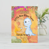 Dinosaurus Stomp Chomp Rawr 3e verjaardagsfeestje Kaart (Staand voorkant)