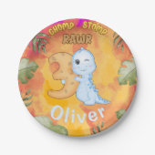 Dinosaurus Stomp Chomp Rawr 3e verjaardagsfeestje Papieren Bordje (Voorkant)