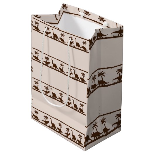 Dinosaurus Streep Medium Cadeauzakje (Voorkant Gekanteld)