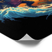 Dinosaurus Surfboard Strand Surfen Surfer Dinosaur Poster (Hoek)