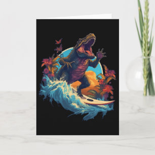 Dinosaurus Surfplank Strand Surfen Surfer Dinosaur Kaart