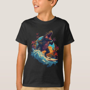 Dinosaurus Surfplank Strand Surfen Surfer Dinosaur T-shirt