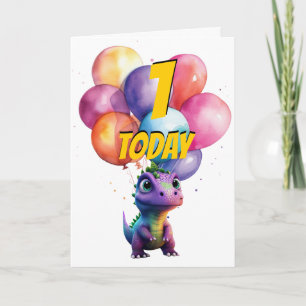 Dinosaurus T Rex 1e PAARSE Verjaardagsballonnen Ka Kaart