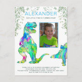 Dinosaurus T-Rex 4e Verjaardagsfeestje Budget Uitnodiging Briefkaart (Voorkant)