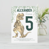Dinosaurus T-Rex 5e verjaardagsfeestje Kaart (Staand voorkant)