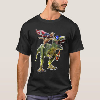 Dinosaurus T Rex Bier Kat 4th van juli Amerikaanse T-shirt