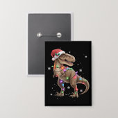 Dinosaurus T-rex Boom Kerstmis Xmas Huisdier Dino  Button (Voorkant / Achterkant)